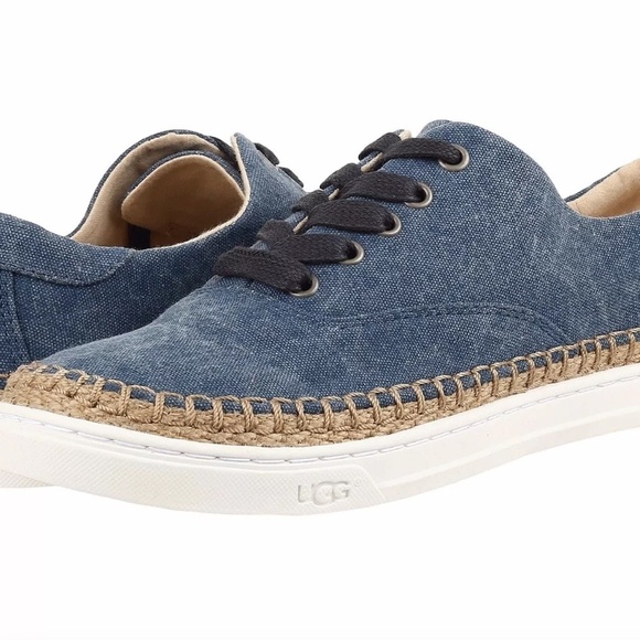 EUC Ugg Eyan II Canvas Sneaker Blue Denim Espadrille Trim Size 6.5 - Picture 2 of 13